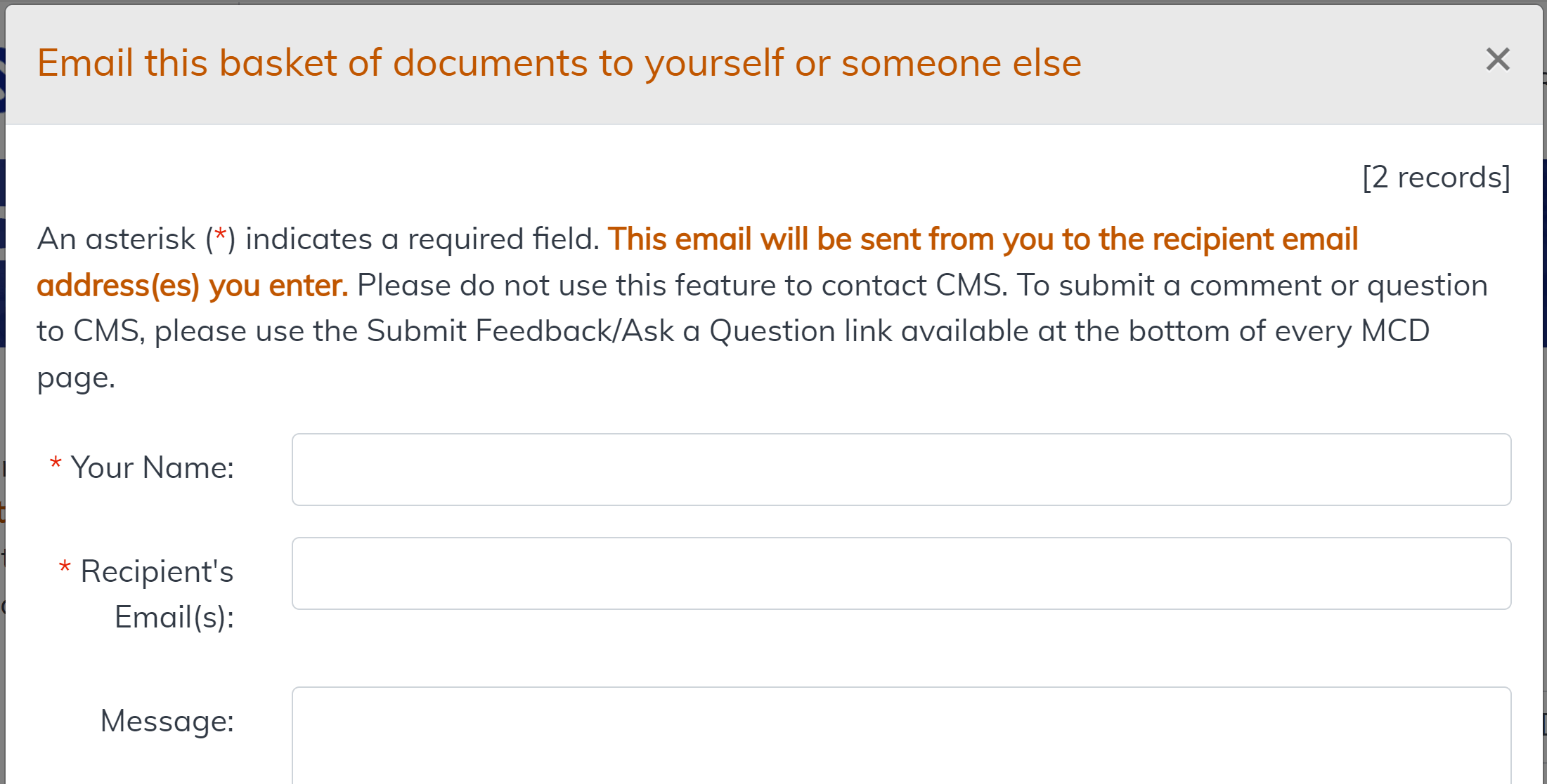 Basket page email basket form